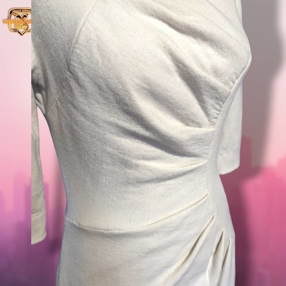 MILLY Andrea Cream Virgin Wool Pencil Dress, Medium - Picture 4 of 9